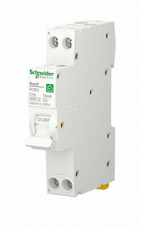 Дифференциальный автоматический выключатель Schneider Electric Resi9 1П+N 16А 10мА, тип A, 6кА, C