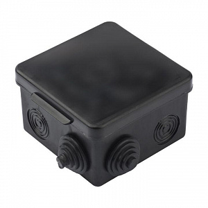 Коробка распаячная EKF КМР-030-031 80х80х50 мм IP54 черная с крышкой, 7 мембранных вводов plc-kmr-030-031-b