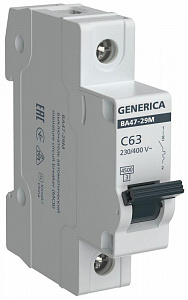 Автоматический выключатель GENERICA 1п C 63А 4.5кА ВА47-29М MVA21-1-063-C-G