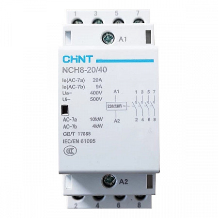 Контактор CHINT NCH8-20/40 20А 4НО, 220-240В AC, 50Гц