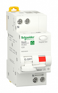 Дифференциальный автоматический выключатель Schneider Electric Resi9 1П+N 20А 30мА, тип A, 6кА, C R9D55620