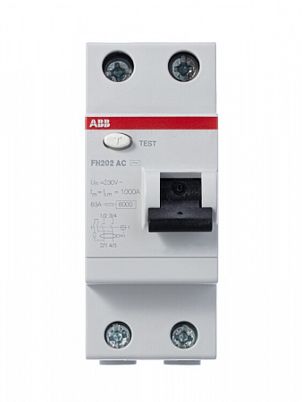 Выключатель дифференциального тока ABB FH202 2п 40А 300мА тип AC, FH202 AC-40/0.3