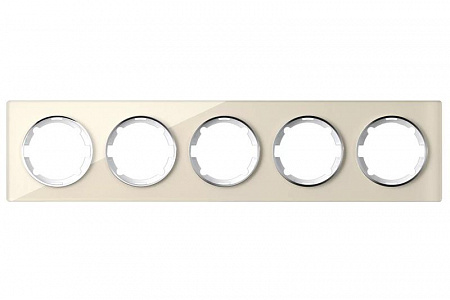 Рамка OneKeyElectro Garda 5 постов горизонтальная стеклянная бежевый, 2E52501301