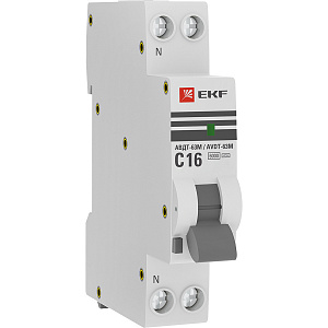 Дифференциальный автоматический выключатель EKF АВДТ-63М PROxima 2П 16А 10мА, тип AC, 6кА, C D636EA16C10