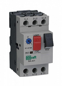 Автоматический выключатель защиты двигателя DEKraft ВА-431 3P 0.4-0.63A 100кА 21223DEK