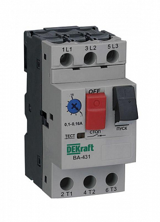 Автоматический выключатель защиты двигателя DEKraft ВА-431 3п 0.25-0.4А 100кА