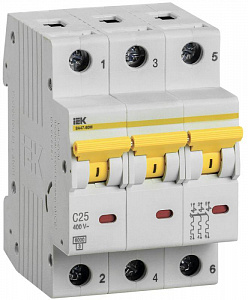 Автоматический выключатель IEK ВА47-60M 25А 3п 6кА, C MVA31-3-025-C