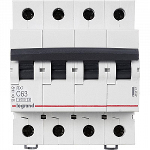 Автоматический выключатель Legrand RX3 63А 4п C, 4.5 кА 419747