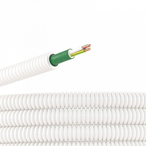 Труба гофрированная DKC ПЛЛ HF 20мм с кабелем ППГнг(А)-HF 3х2.5 РЭК ГОСТ+ белый, 50 м/уп. 8S82050HF