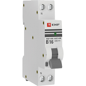 Дифференциальный автоматический выключатель EKF АВДТ-63М PROxima 2П 16А 30мА, тип AC, 6кА, B D636EA16B30