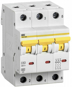 Автоматический выключатель IEK ВА47-60M 63А 3п 6кА, C MVA31-3-063-C