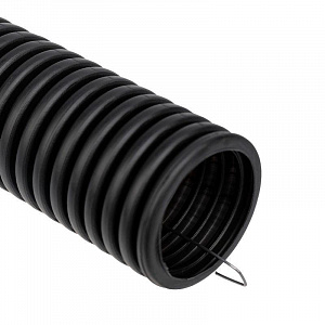 Труба гофрированная Rexant ПНД 40 мм, с протяжкой черная, 15 м/уп. 28-0040-3