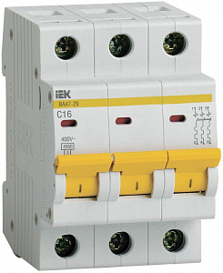Автоматический выключатель IEK ВА47-29 16А 3п 4.5кА, C MVA20-3-016-C