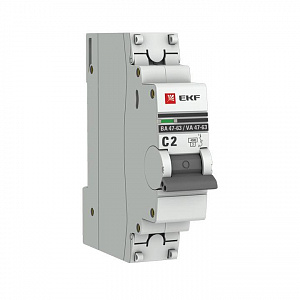 Автоматический выключатель EKF ВА 47-63 PROxima 2А 1п 4.5кА, C mcb4763-1-02C-pro