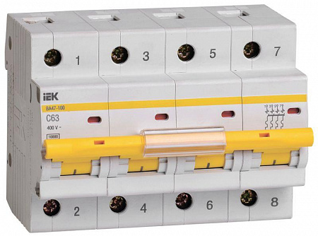 Автоматический выключатель IEK ВА47-100 63А 4п 10кА, C