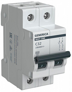 Автоматический выключатель GENERICA 2п C 32А 4.5кА ВА47-29М MVA21-2-032-C-G