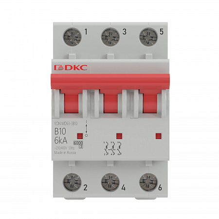 Автоматический выключатель DKC YON MD63 6А 3п 6кА, D