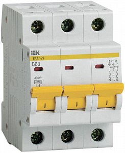 Автоматический выключатель IEK ВА47-29 63А 3п 4.5кА, B MVA20-3-063-B