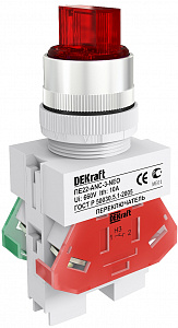 Выключатель кнопочный DEKraft ПЕ22-ANC-3-RED-NEO Ф22 на 3 положения 1НО+1НЗ красный 25060DEK
