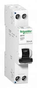 Дифференциальный автоматический выключатель Schneider Electric Acti9 IDif K 1П+N 20А 30мА, тип AC, 6кА, C A9D63620