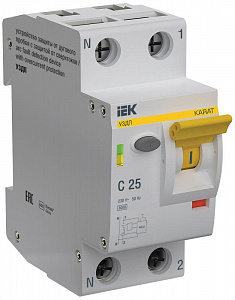 Устройство защиты от дугового пробоя IEK KARAT 1P+N C 25A с автоматическим выключателем KA-DP11-1-025-C