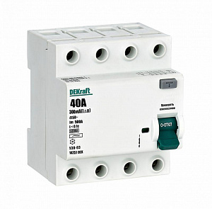 Выключатель дифференциального тока DEKraft УЗО-03 4п 40А 300мА тип AC, 6кА 14251DEK