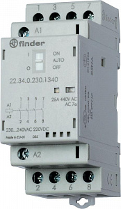 Контактор модульный Finder 25А 4NO AgSnO2 230В AC/DC 35мм IP20 223402304340