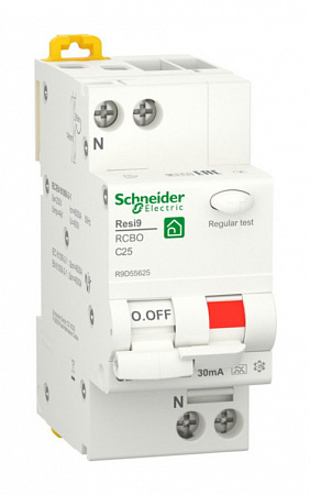 Дифференциальный автоматический выключатель Schneider Electric Resi9 1П+N 25А 30мА, тип A, 6кА, C