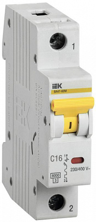 Автоматический выключатель IEK ВА47-60M 1п C 16А 6кА