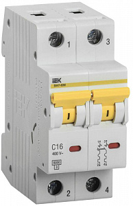 Автоматический выключатель IEK ВА47-60M 16А 2п C, 6кА MVA31-2-016-C