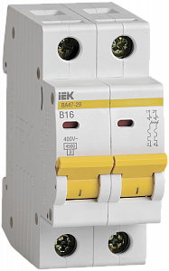 Автоматический выключатель IEK ВА47-29 16А 2п 4.5кА, B MVA20-2-016-B