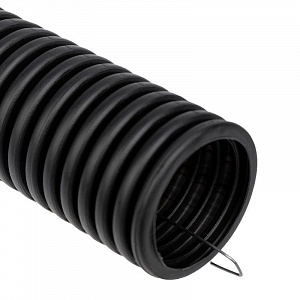 Труба гофрированная Rexant ПНД 50 мм, с протяжкой черная, 15 м/уп. 28-0050-3