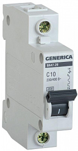 Автоматический выключатель IEK ВА47-29 GENERICA 10А 1п 4.5кА, C MVA25-1-010-C