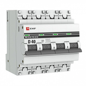 Автоматический выключатель EKF PROxima ВА 47-63 4п D 40А 4.5кА mcb4763-4-40D-pro