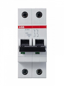 Автоматический выключатель ABB S202 63А 2п 6кА, B, S202-B63 2CDS252001R0635