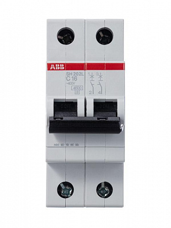 Автоматический выключатель ABB SH202L 16А 2п 4.5кА, C, SH202L-C16