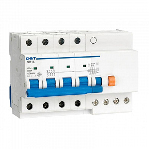 Дифференциальный автоматический выключатель CHINT NB1L-40 4П 63А 300мА, тип AC, 6кА, C 198418