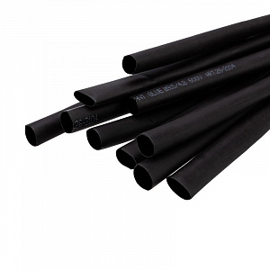 Термоусаживаемая трубка Rexant двухстенная клеевая 9,5/4,75 мм черная 1м, 10 шт/уп. 26-2104