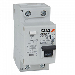 Дифференциальный автоматический выключатель КЭАЗ 2п C 6А 30мА тип AC 4.5кА АВДТ32-22C6-AC УХЛ4 318368