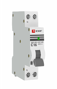 Дифференциальный автоматический выключатель EKF АВДТ-63М PROxima 2П 16А 30мА, тип AC, 6кА, C DA63M-16-30