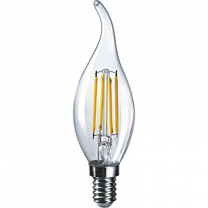 Лампа светодиодная филаментная 80 898 OLL-F-FC35-10-230-2.7K-E14 10Вт свеча на ветру прозрачная 2700К тепл. бел. E14 1000лм 220-240В ОНЛАЙТ 80898