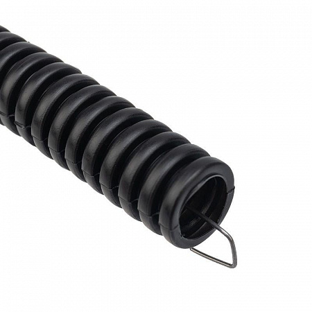 Труба гофрированная Rexant ПНД 20 мм, с протяжкой черная, 100 м/уп.