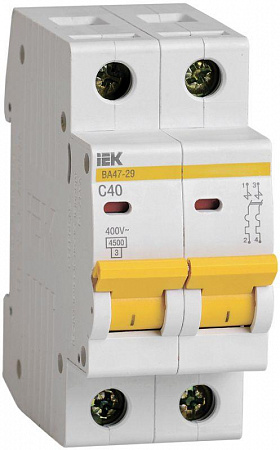 Автоматический выключатель IEK ВА47-29 40А 2п 4.5кА, C