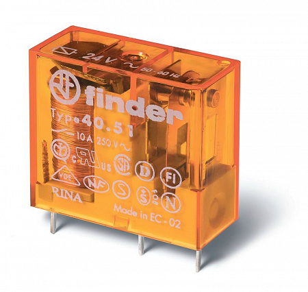 Реле Finder 10А 36В DC миниатюрное, универсальное, 1CO, влагозащищенное