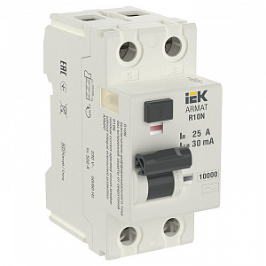 Выключатель дифференциального тока IEK Armat ВДТ R10N 2п 25А 30мА тип AC  AR-R10N-2-025C030