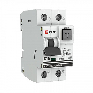 Дифференциальный автоматический выключатель EKF PROxima АВДТ-63 16А 30мА тип AC 6кА электромеханический DA63-16-30-AC