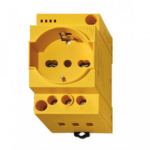 Розетка Finder для электрических шкафов Schuko + Bipasso 10/16А IP20 опции LED желтый 7U0082300012