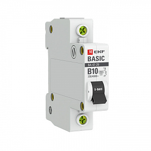 Автоматический выключатель EKF ВА 47-29 Basic 10А 1п 4.5кА, B mcb4729-1-10-B