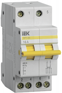 Выключатель-разъединитель IEK ВРТ-63 16А 2П трехпозиционный MPR10-2-016