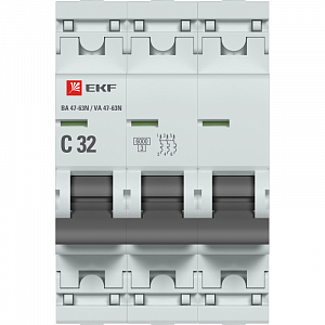 Автоматический выключатель EKF PROxima ВА 47-63N 3п C 32А 6кА M636332C